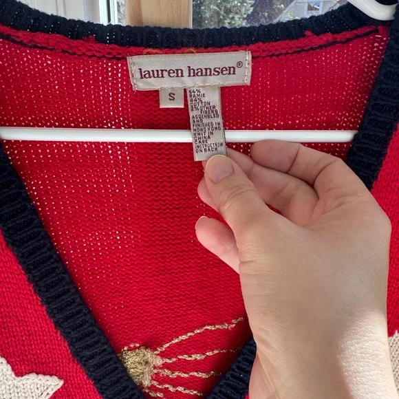 Free People Stars & Stripes Cardigan Sweater – Size Small, Patriotic Flag Knit - Picture 3 of 4